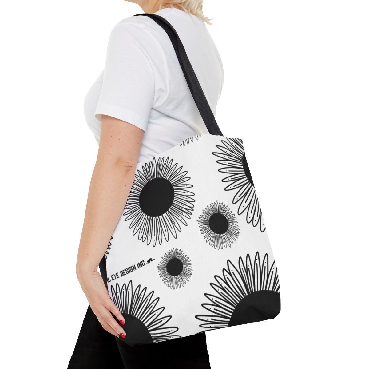 Black & White daisy Tote Bag - 16x16