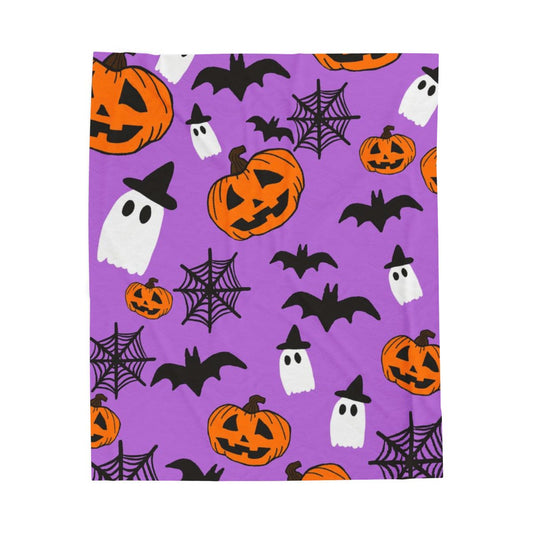 Halloween Themed Velveteen Plush Blanket, Cozy Throw for Fall - 50x60’