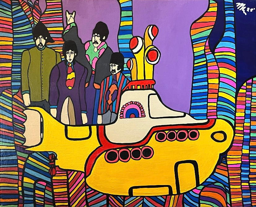 “Beatles Yellow Submarine” Acrylic Painting on 16x20, 0.5’ Canvas