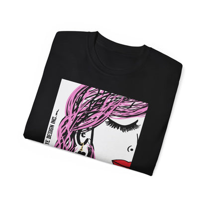 Lady with pink hair - unisex graphic t-shirt - Retro & Boho apparel
