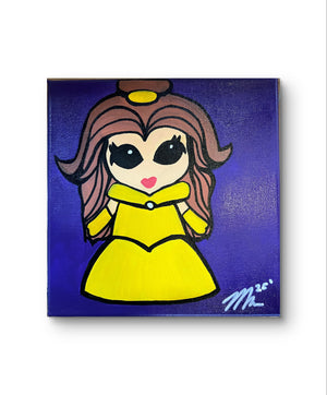 “Princess Belle” 8x8 Canvas Painting - Beauty & The Beast - Disney Princess