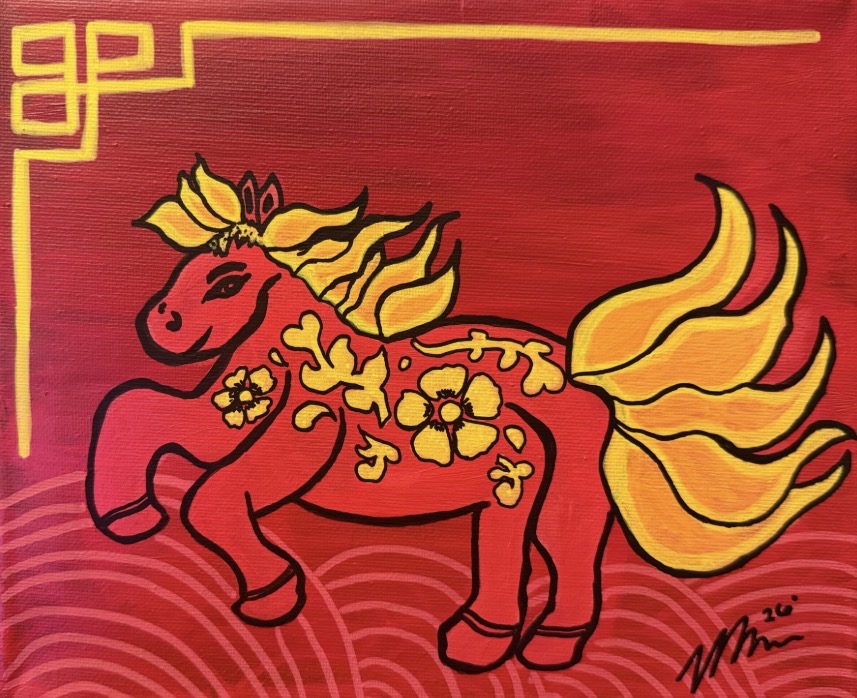 Year of the Fire Horse - 8x10 canvas Acrylic Painting