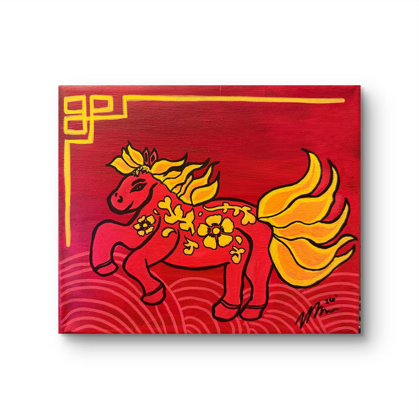 Year of the Fire Horse - 8x10 canvas Acrylic Painting