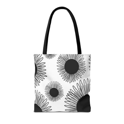 Black & White daisy Tote Bag - 16x16