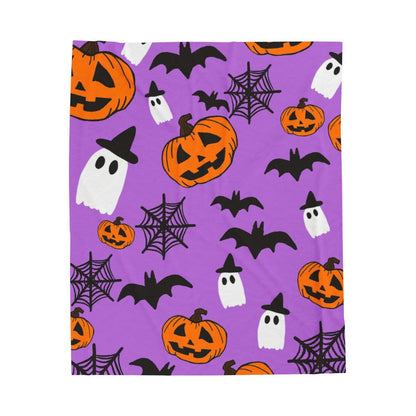 Halloween Themed Velveteen Plush Blanket, Cozy Throw for Fall - 50x60’