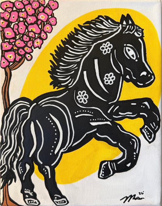 Abstract Year of the Horse - 8x10 Acrylic Painting