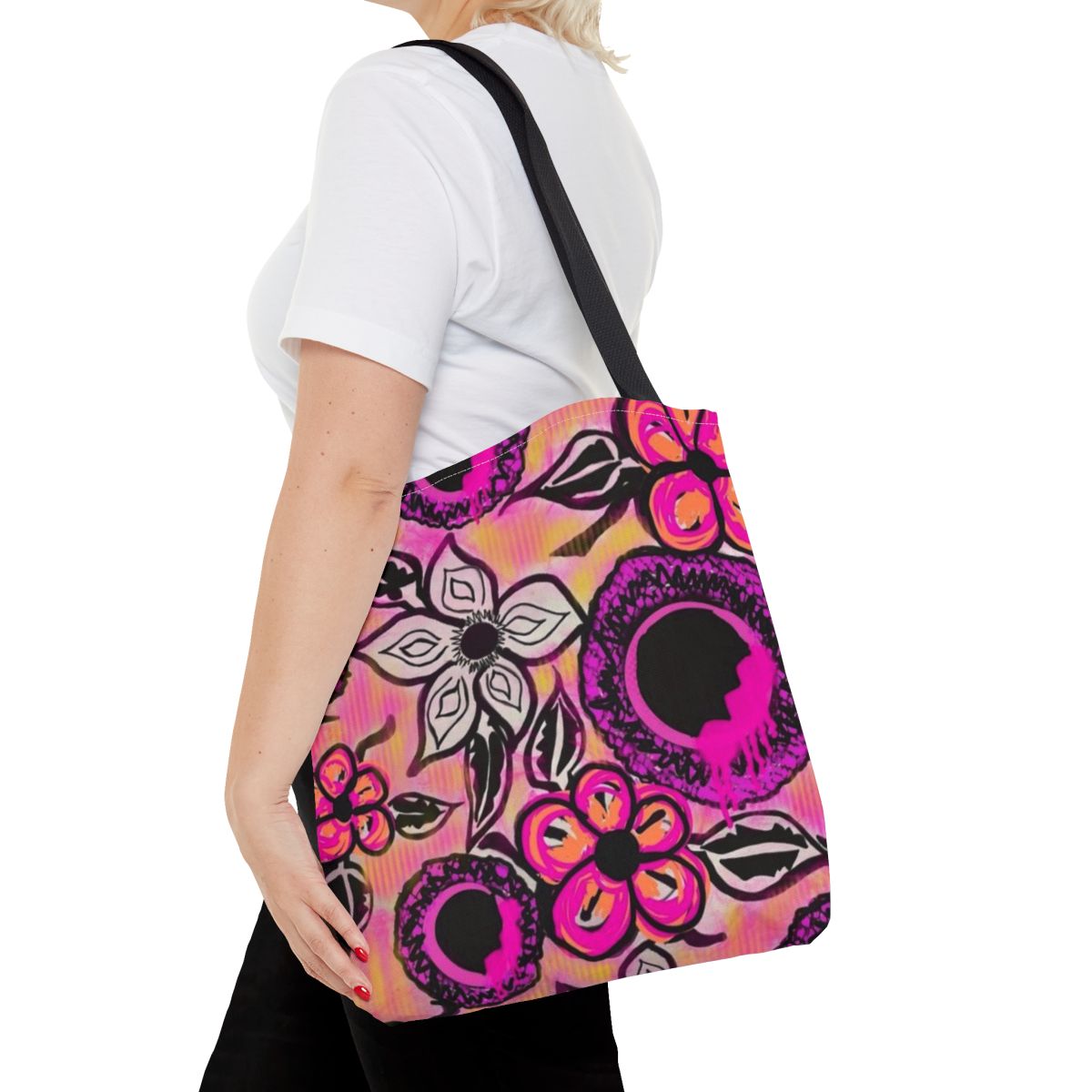 Pink Floral 16x16 Tote Bag
