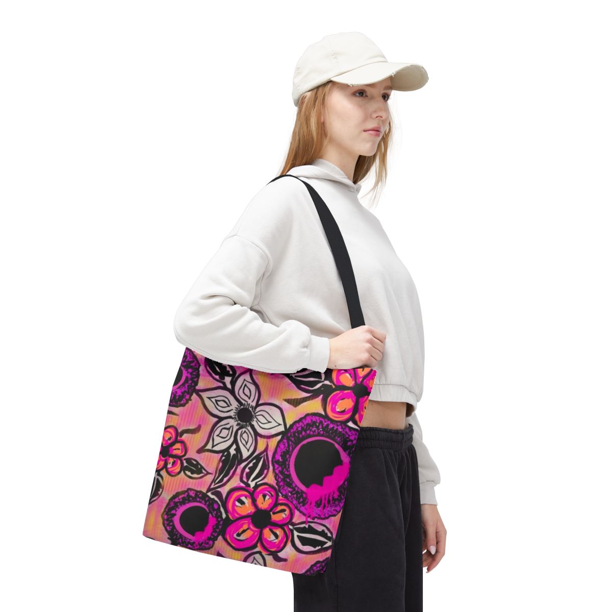 Pink Floral 16x16 Tote Bag